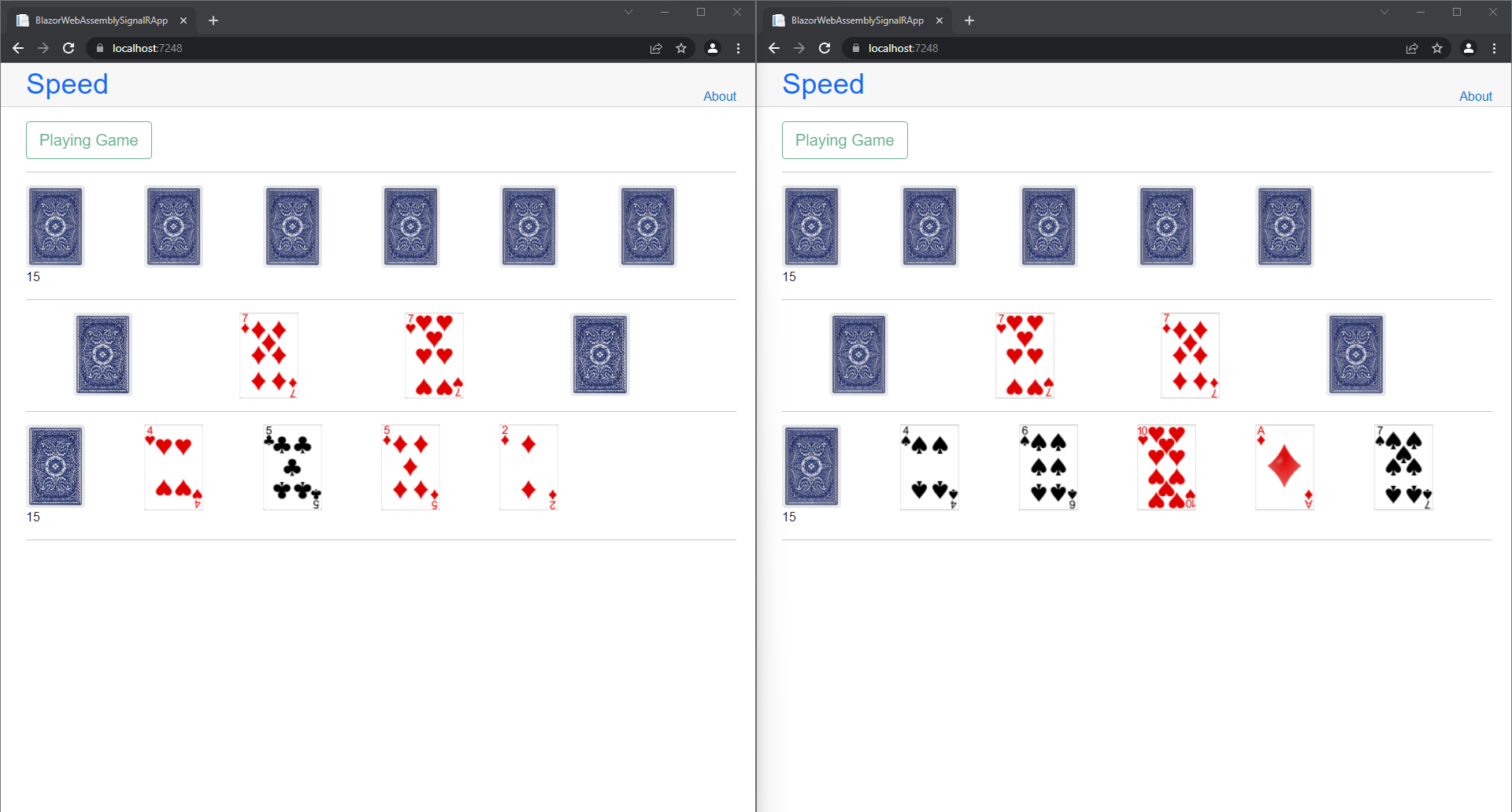 Speed game in progress snapshot